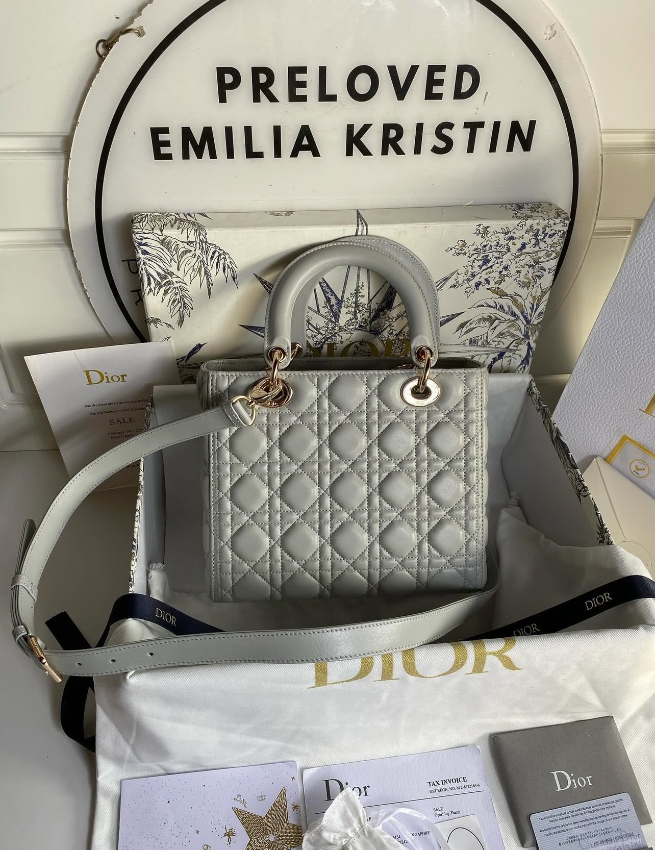 Lady Dior bag Cannage Medium Lambskin With Mother Of Pearl Effect In Opal Grey - foto 5