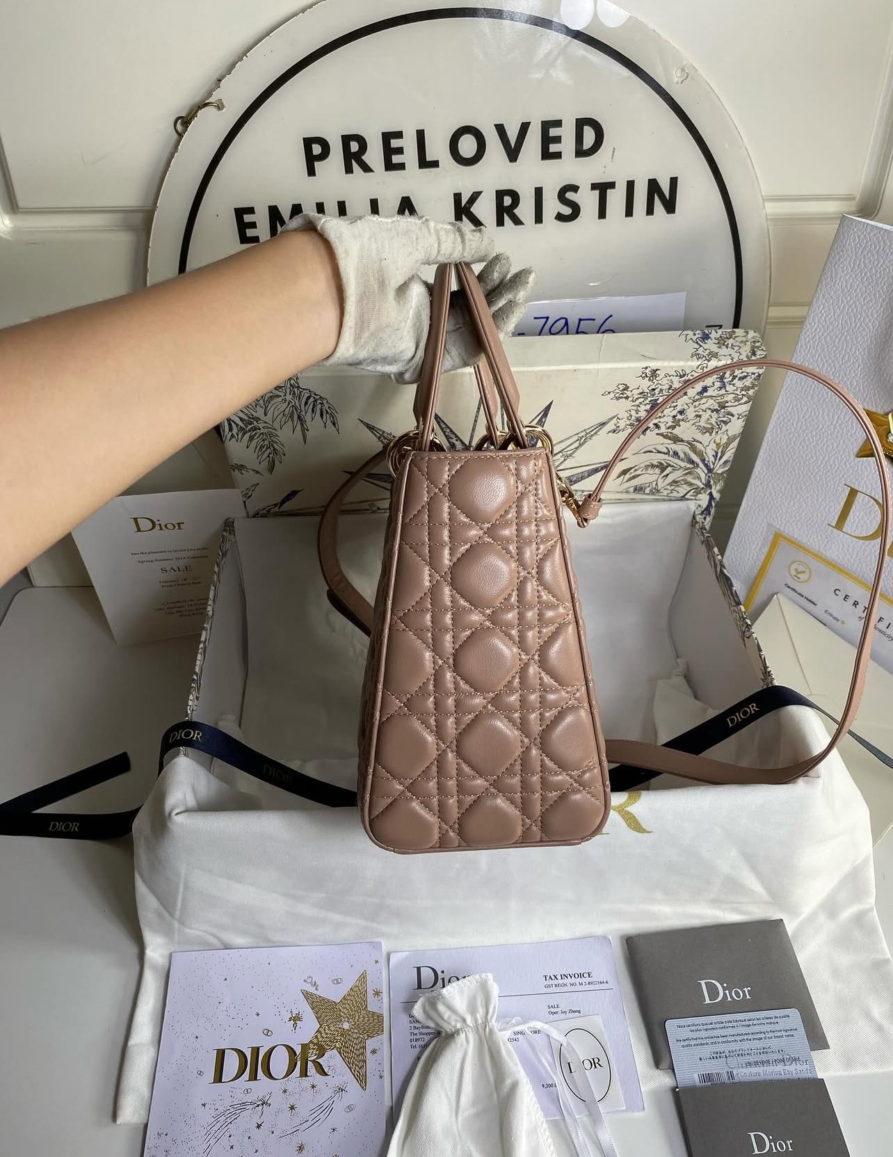 Lady Dior bag Medium Cannage Lambskin In Nude Pink  - foto 4
