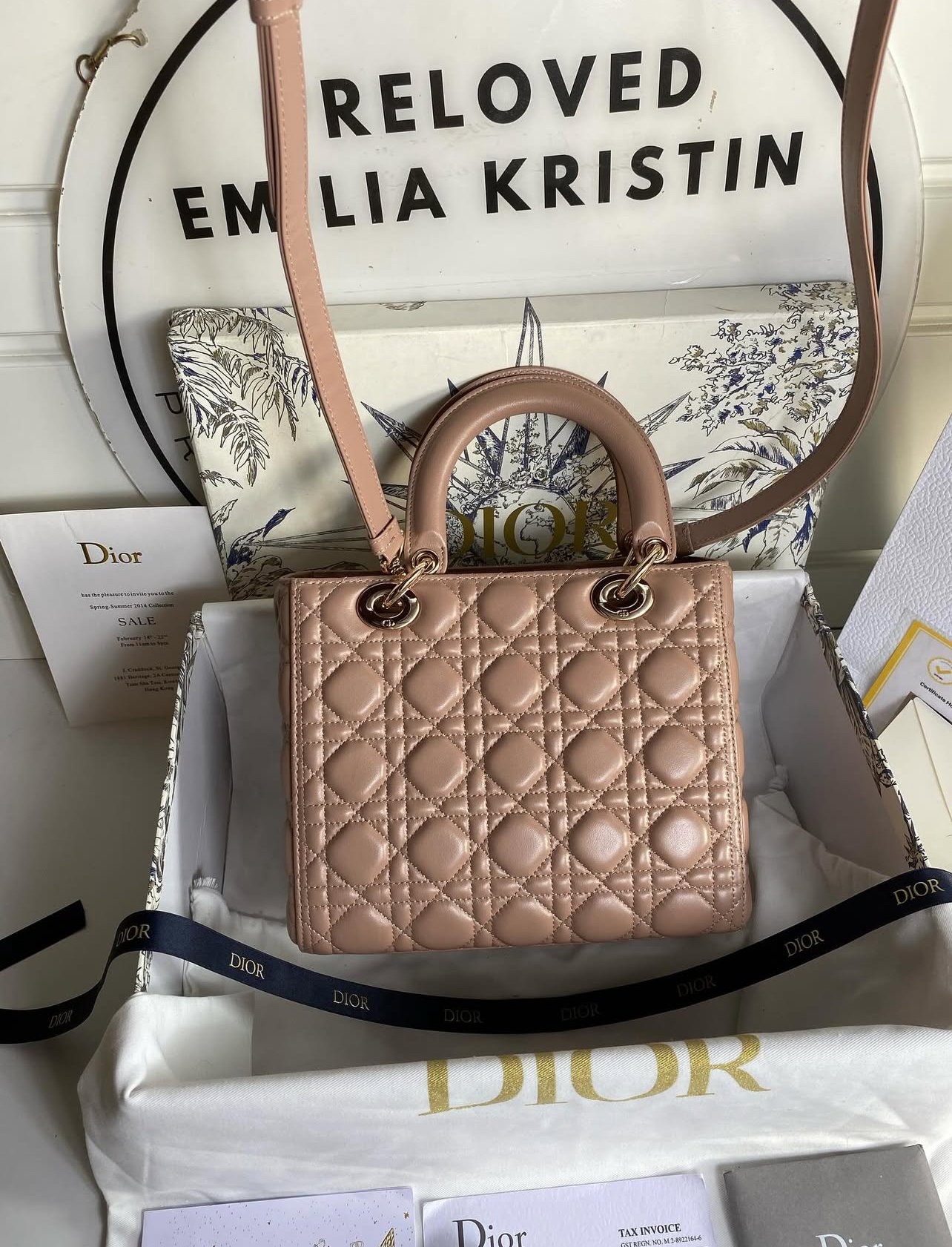 Lady Dior bag Medium Cannage Lambskin In Nude Pink  - foto 5