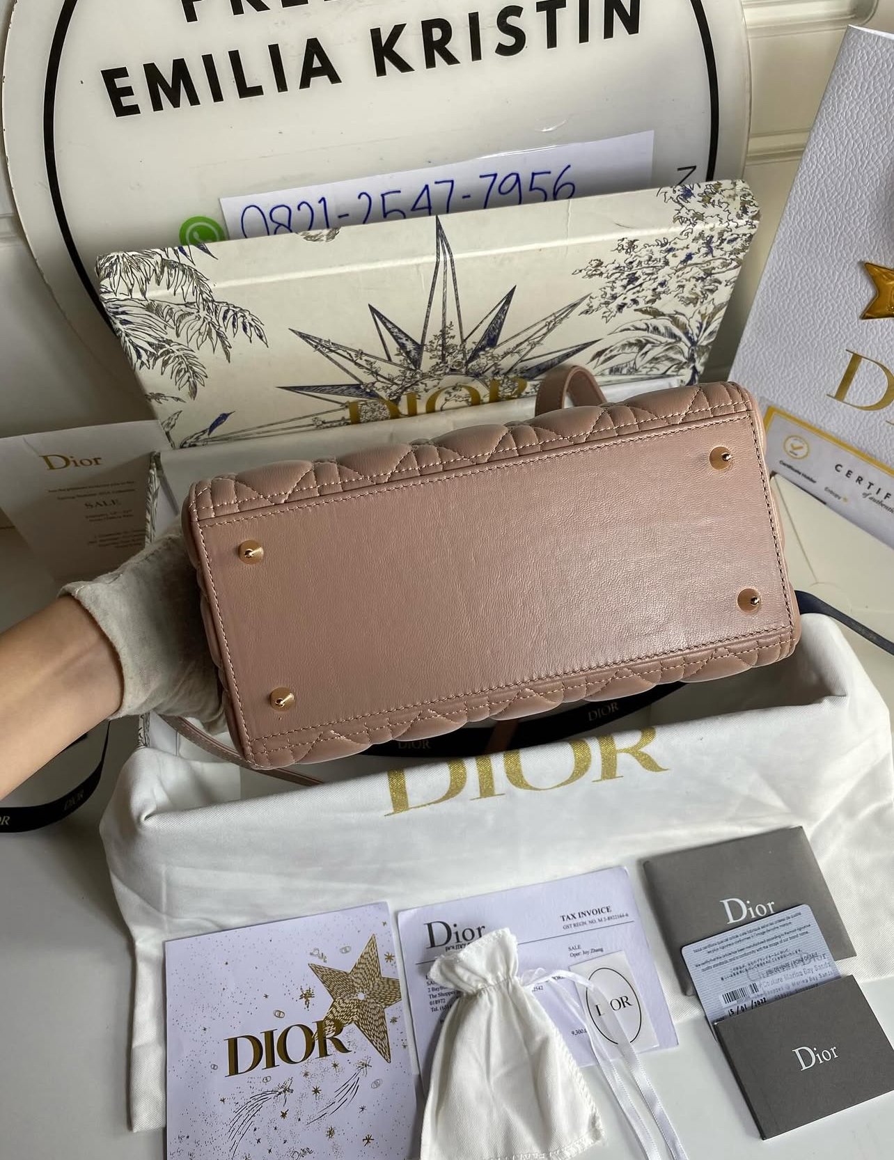 Lady Dior bag Medium Cannage Lambskin In Nude Pink  - foto 6