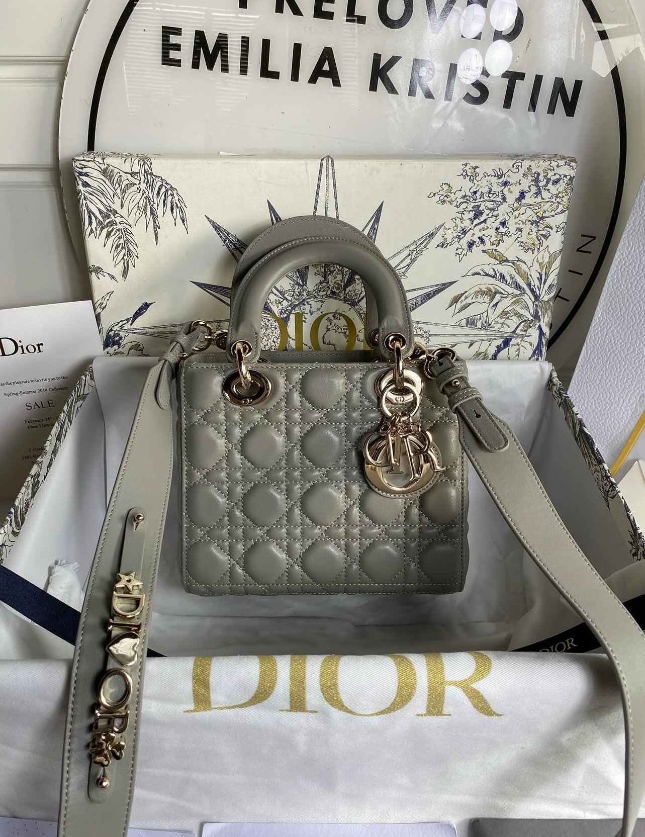 Lady D Small My ABC Cannage Lambskin Grey - foto 2