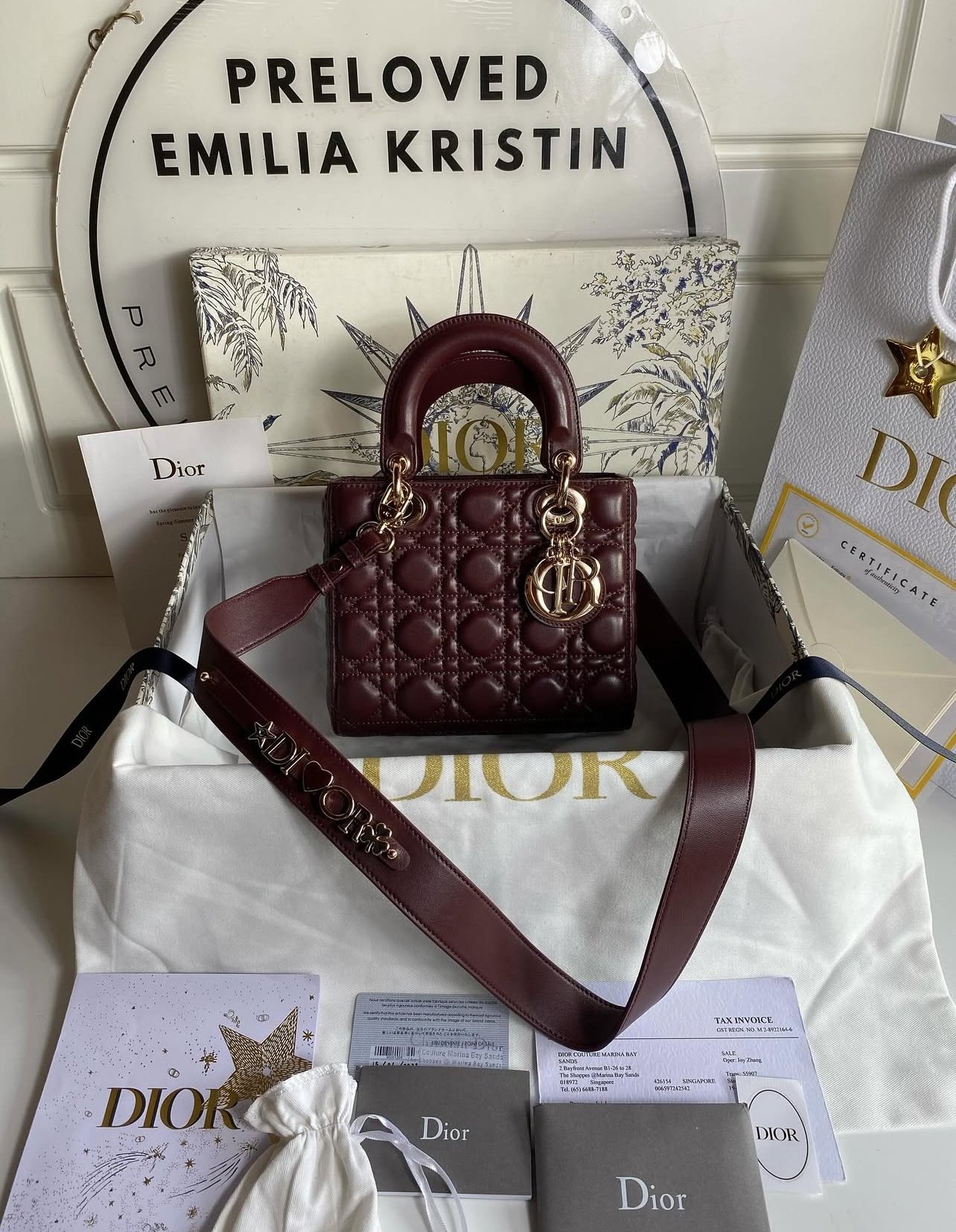 Lady D Small My ABC Cannage Lambskin Burgundy 
