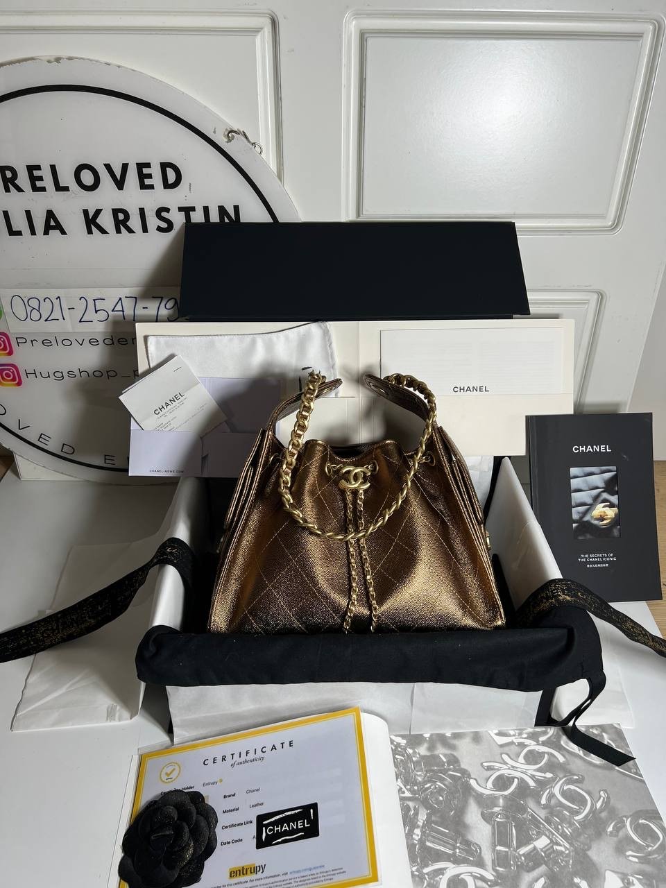 C25 Small Handbag Caviar Leather Bronze Metallic Ghw