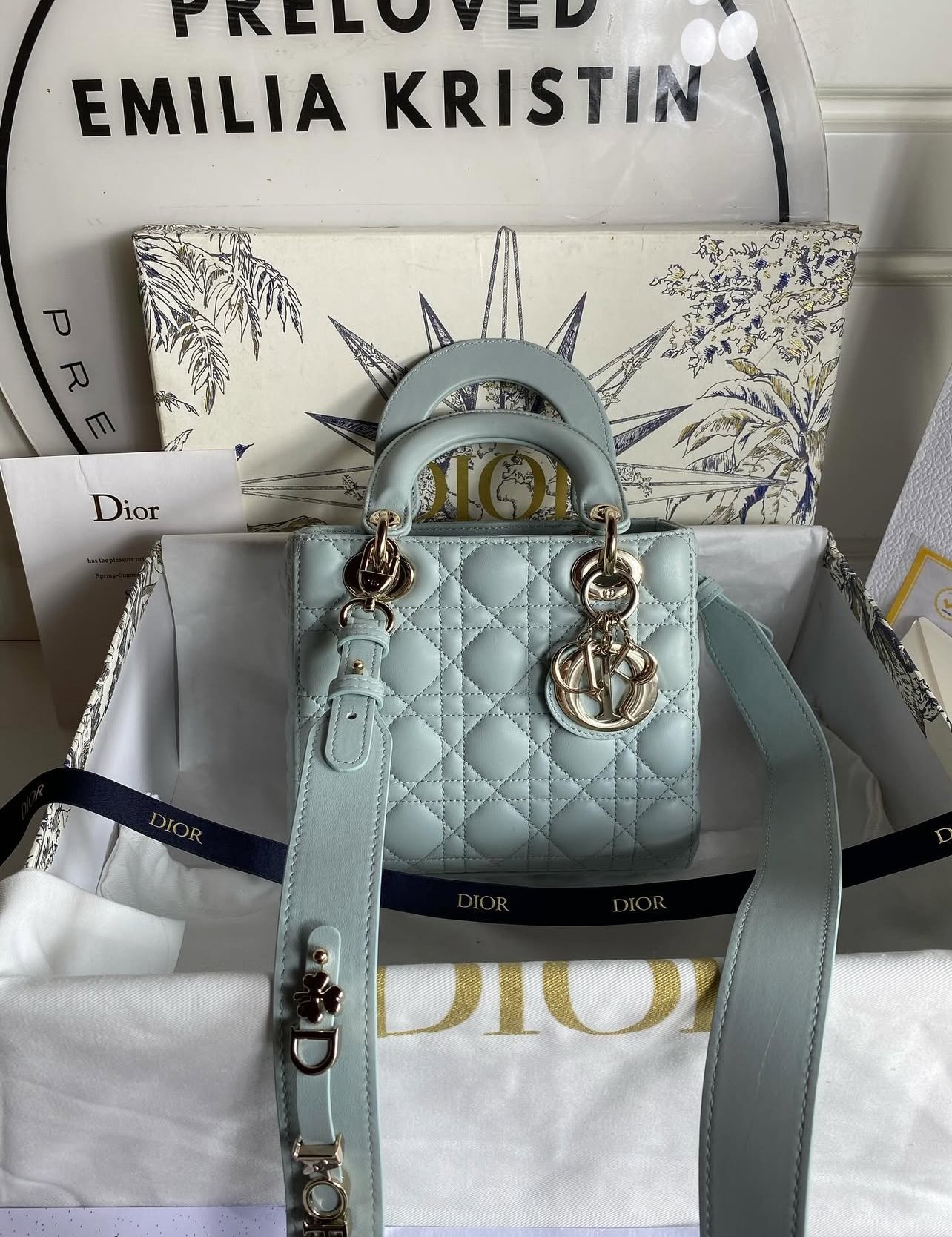 Lady D Small My ABC Cannage Lambskin Light Blue - foto 2