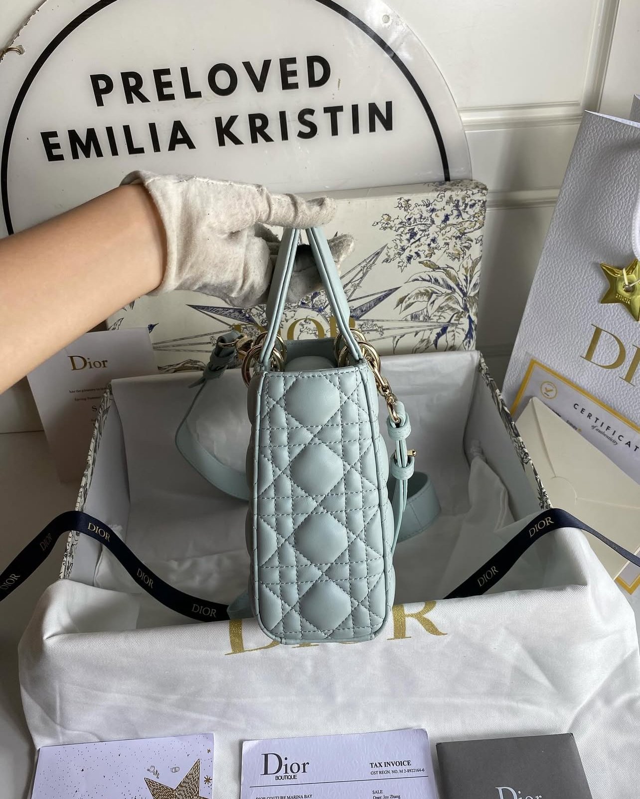 Lady D Small My ABC Cannage Lambskin Light Blue - foto 3