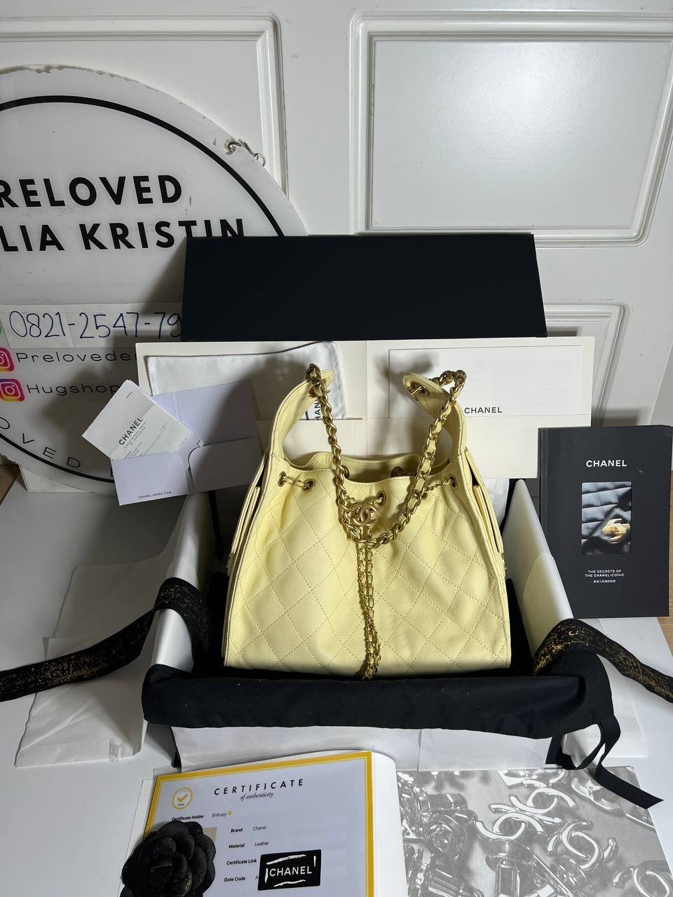 C25 Small Handbag Caviar Leather Light Yellow Ghw