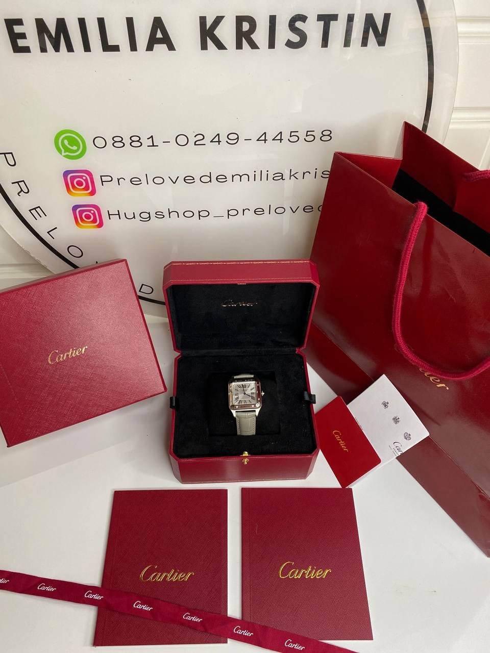 Cartier Santos Dumont Green Swiss Quartz Watch 