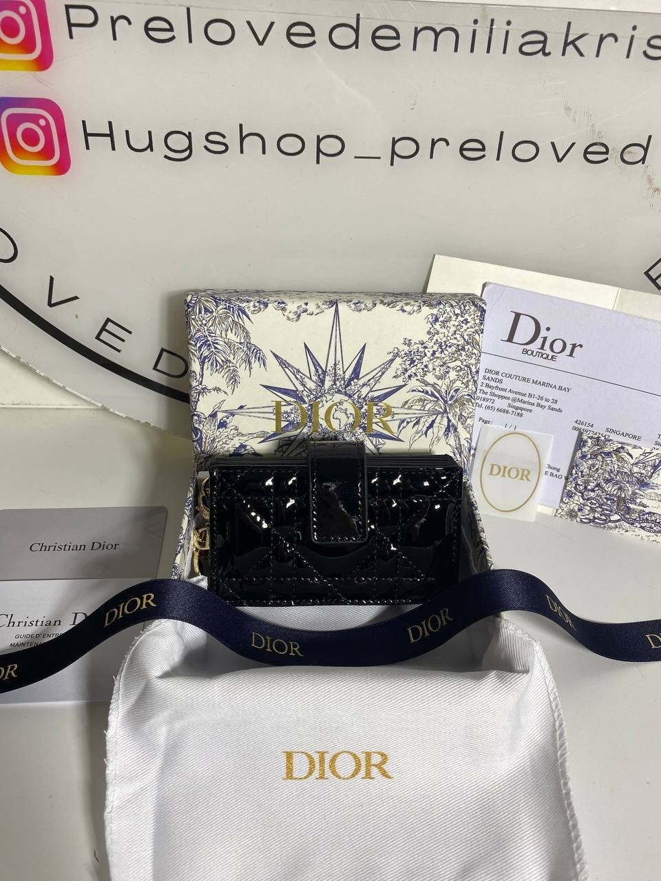 Patent Cannage Lady Dior Accordion Card Holder Black - foto 2
